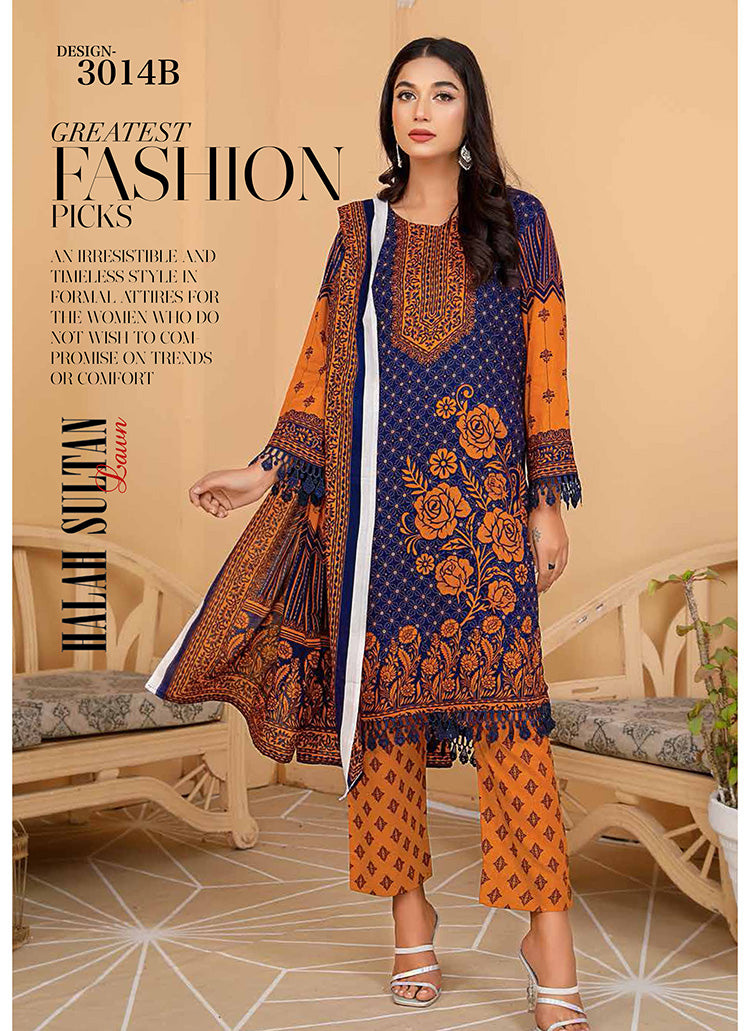 Halah Sultan Classic Lawn vol1 3014-b-2022