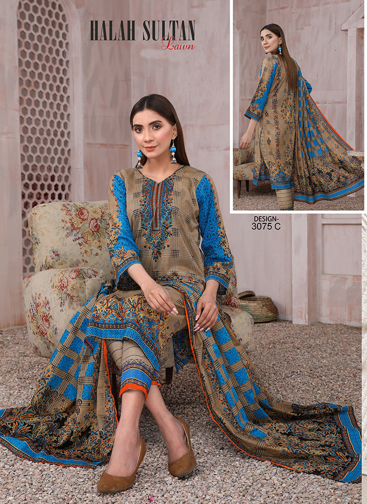 Halah Sultan Classic Lawn vol3 3075-c-2022