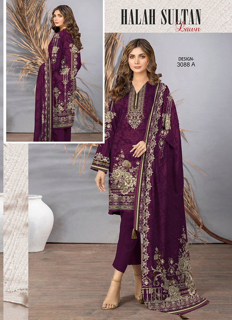 Halah Sultan Classic Lawn vol3 3088-A-2022