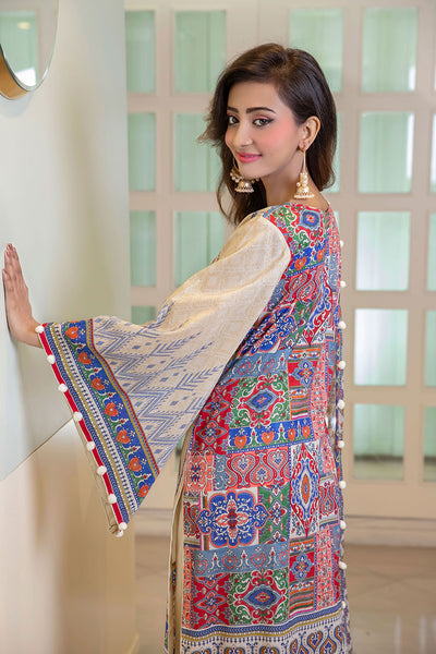 D# 05-CREAM Embroidered Premium Digital Lawn 2022