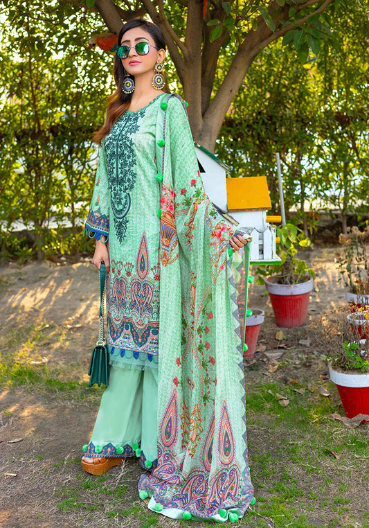 D# 06-AQUA Embroidered Premium Digital Lawn 2022