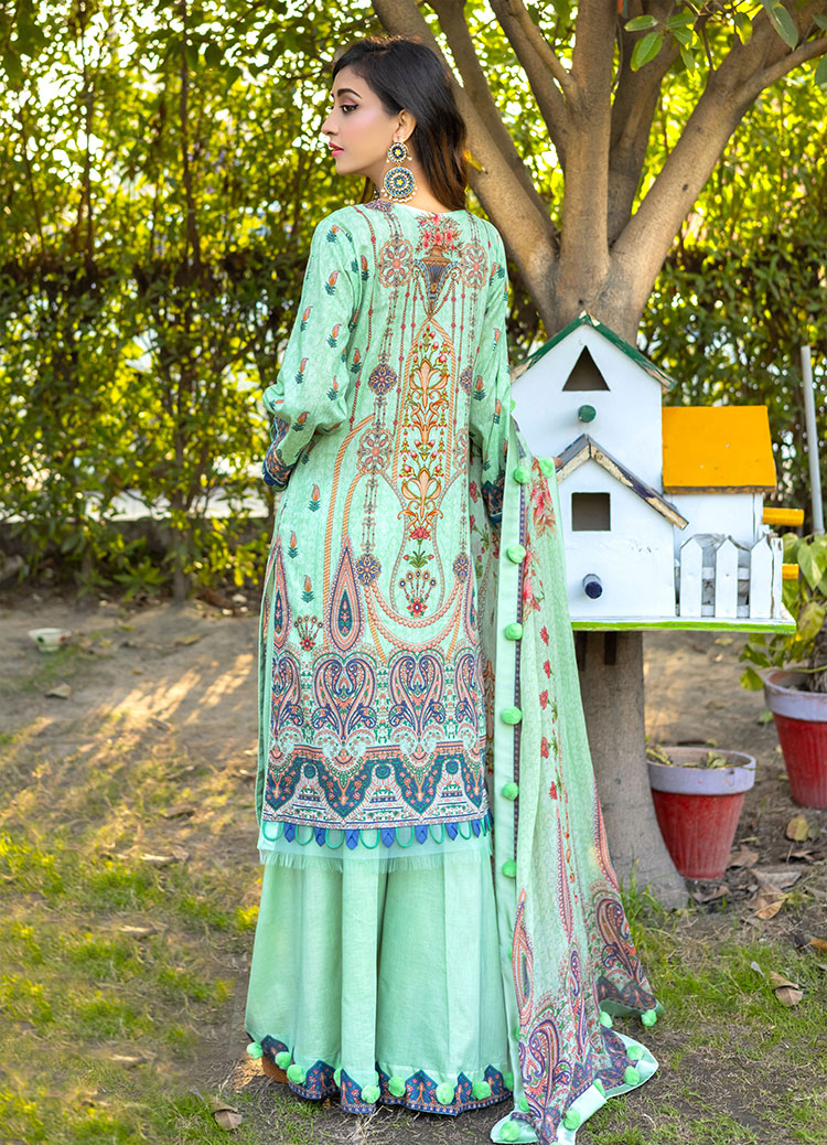 D# 06-AQUA Embroidered Premium Digital Lawn 2022