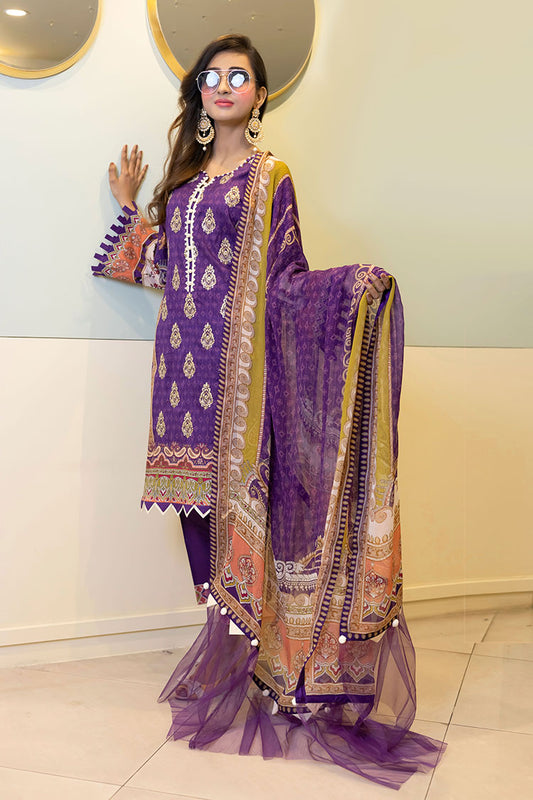 D# 07-MAGENTA Embroidered Premium Digital Lawn 2022
