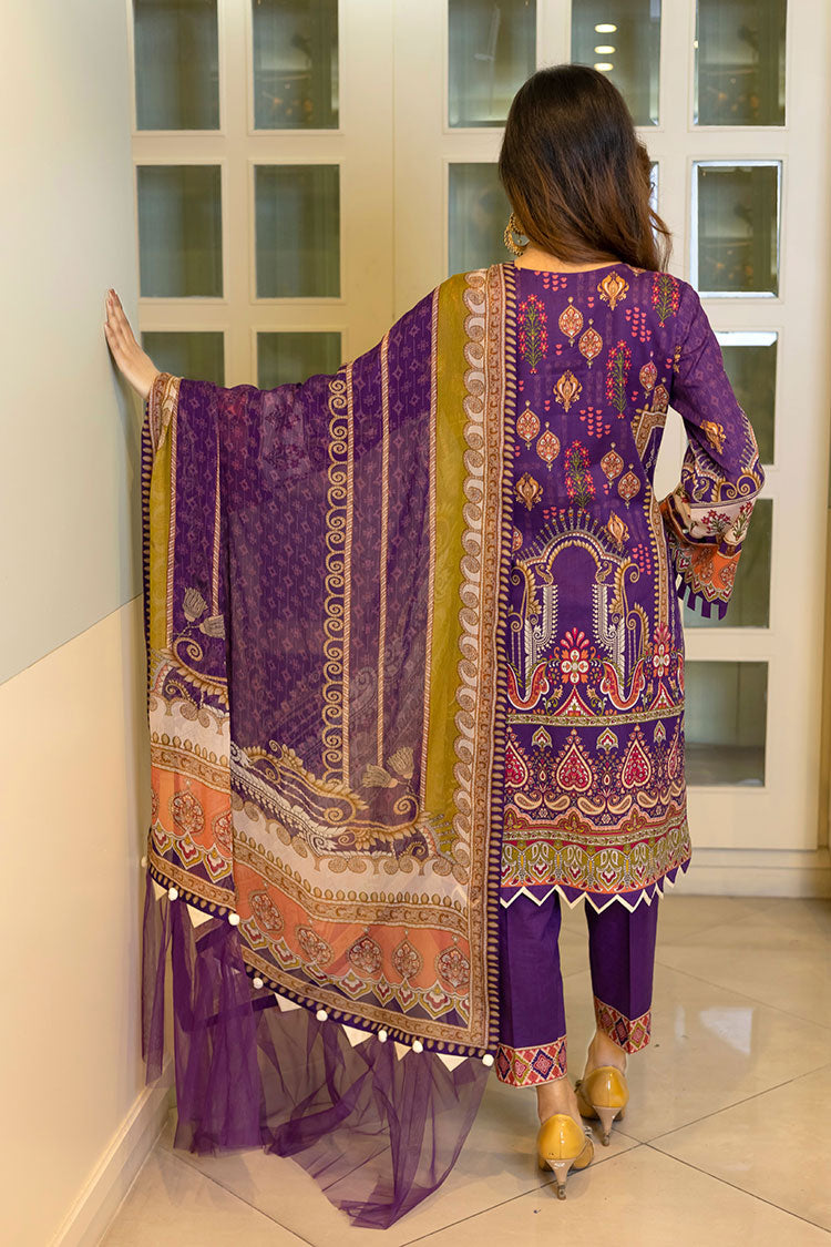 D# 07-MAGENTA Embroidered Premium Digital Lawn 2022