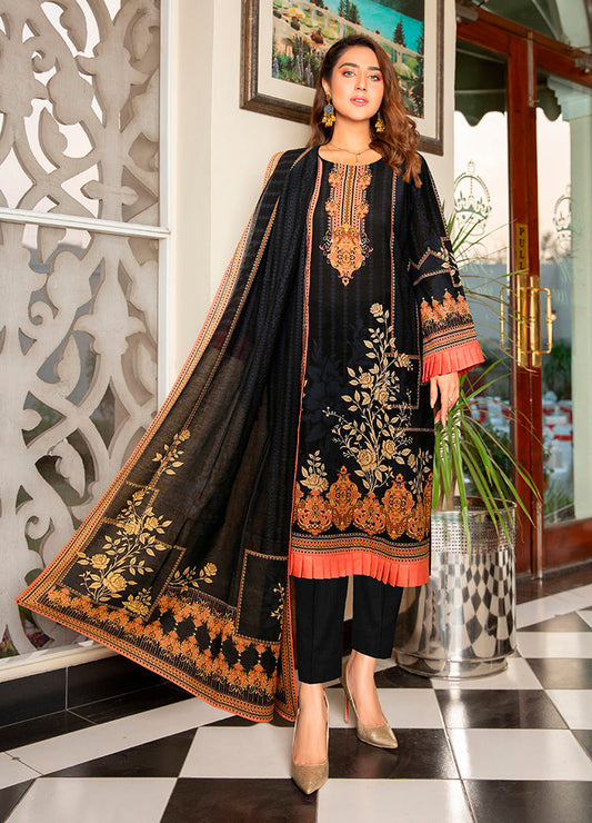Shahin Swiss Lawn 1016-BLACK-3 Piece